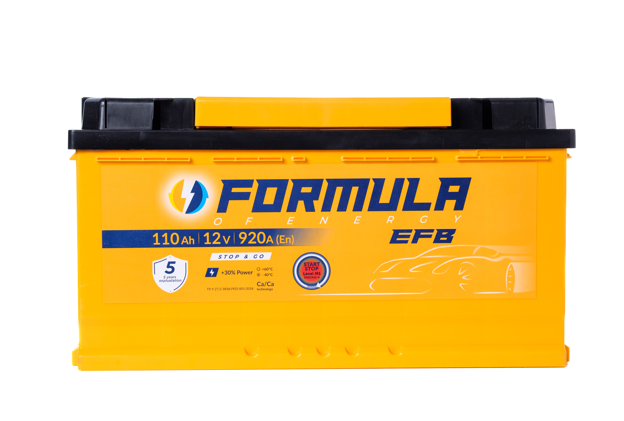 Акумулятор легковий Formula of energy EFB 6СТ-110(0), 12B, 110Ah, 920A, плюс праворуч (R+)), 353x175x190мм (FEFB0110E0)